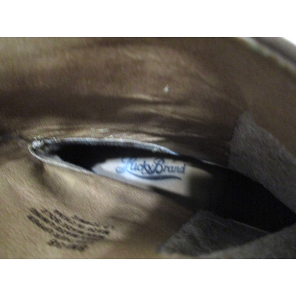 Lucky Brand Tommie Brown Leather Buckle Accent Slip On Ankle Booties Women 8M - Picture 9 of 9